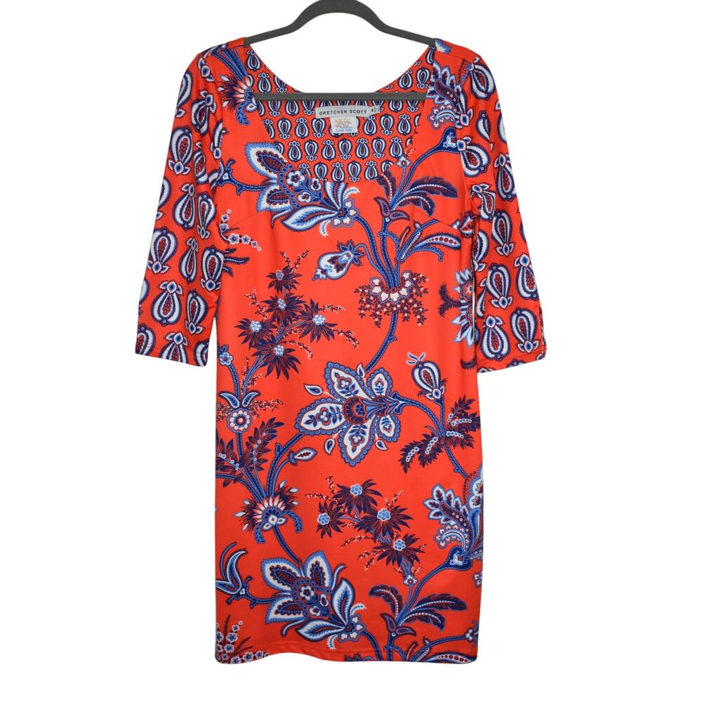 Gretchen Scott Dress Size Medium Orange Print Golf Stretch Athletic Summer